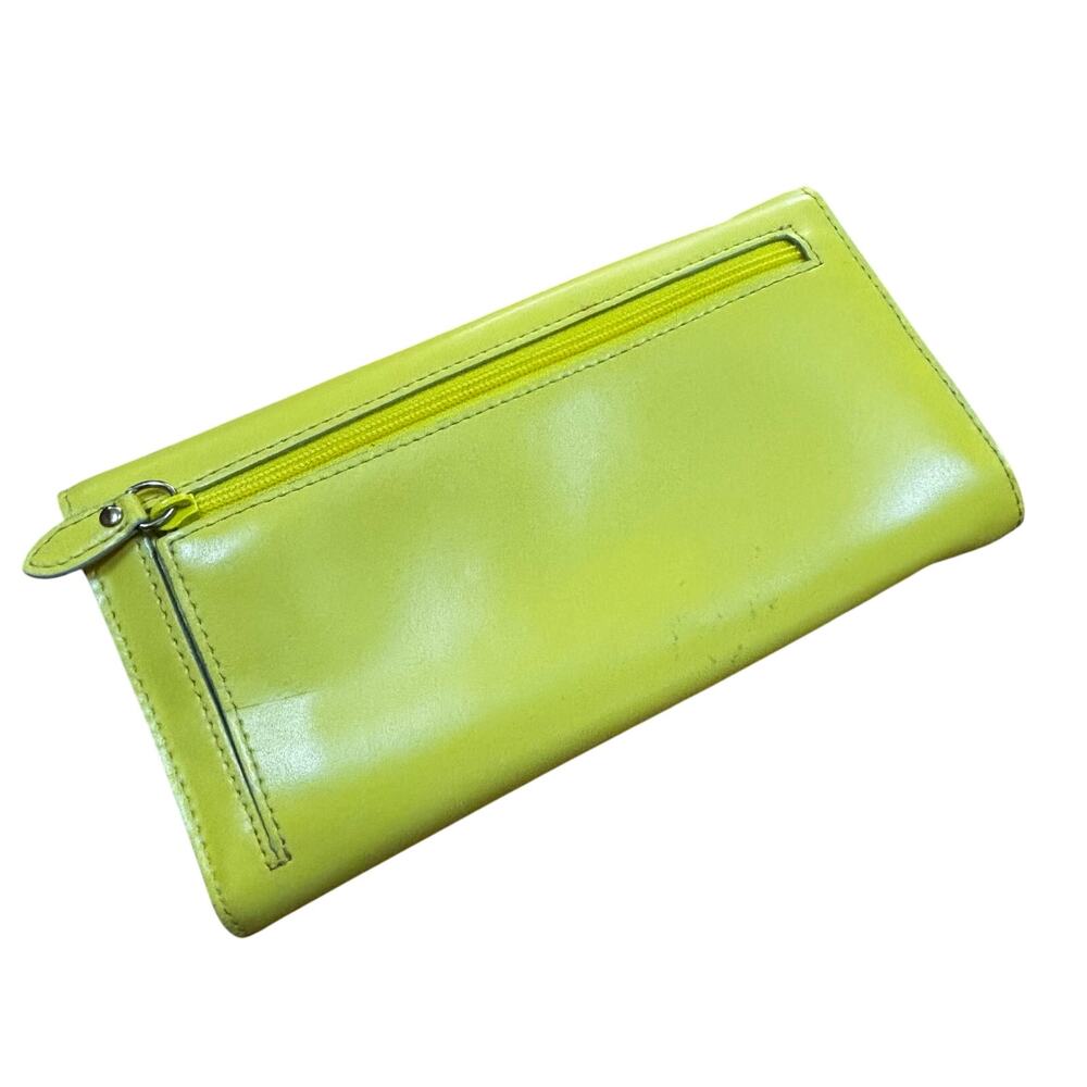 Lodis Sun Sky classic leather checkbook wallet yellow blue with FLAWS - Picture 3 of 11